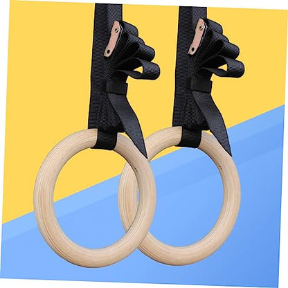 KOMBIUDA Adjustable Wooden Gymnastic with Straps for Full Body Strength Training Non- for Workouts and Core Exercises for Home Fitness and Cross-Training