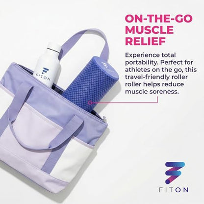 FitOn Foam Roller for Muscle Recovery - Compact and Portable, High-Density Foam Roller for Back Massage & Deep Tissue Relief and Home Exercise, Ideal for Use on Neck & Leg Soreness, 12"x4", Purple