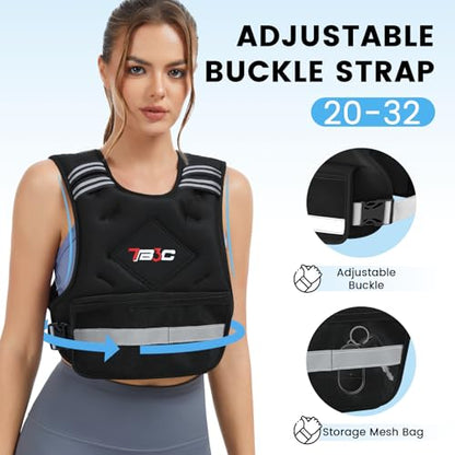 TB3C Adjustable Weighted Vest Woman, 4-10/11-20/20-30 LB Weight Vest for Women, Plus Size Womens Weighted Vest - color: Black, size: 20-32LB
