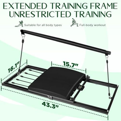 Pilates Board, Foldable Pilates Reformer Set, Multi-Purpose Iron Extended Pilate Equipment, 7-in-1 Pilate Machines for Home Use, with Pilates Bar, Resistance Bands