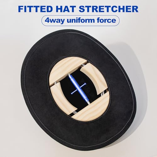 4 Way Hat Stretcher, Hat Stretcher for Fitted Hats, Heavy Duty Hats Shaper Extender w. Lever Wrench for Men All Kind of Caps - color: Blue Upgraded_4way