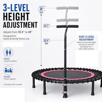 Trampoline Handle Bar Rebounder Handle Bar for Most Brands Mini Fitness Trampolines Fits Foot Tubes up to 0.98IN~1.26IN Diameter (Trampoline not Included) Non-Slip Comfortable Handles