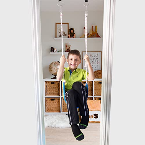 Doorway Swing Kit fr Kids - Doorway Gym with Trapeze Bar Combo, Gymnastic Rings, Rope Ladder & Classic Belt Swing