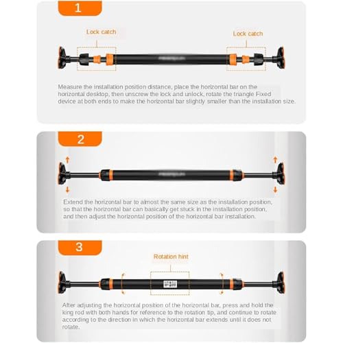 Pull-Up Bar for Doorway, Portable Chin-Up Bar, No Screw Installation, Adjustable 65-90cm, Max Load 440lbs for Home Fitness