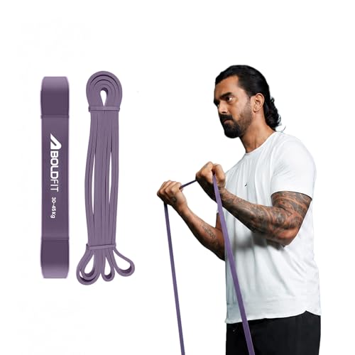 Boldfit Heavy Resistance Band for Exercise & Stretching, Pull Up Band Suitable in Home & Gym Workout, Power Bands for Men & Women. (Purple 30-45 kg Resistances)(Material: Latex)