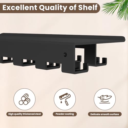 Floating Shelf Organizer Compatible with Tonal Accessories Wall Mount Hanger with Hooks T-Lock Adapters Home Gym Weight wall Storage Equipment Metal Rack Holder Bracket Hanger Black Workout Fitness