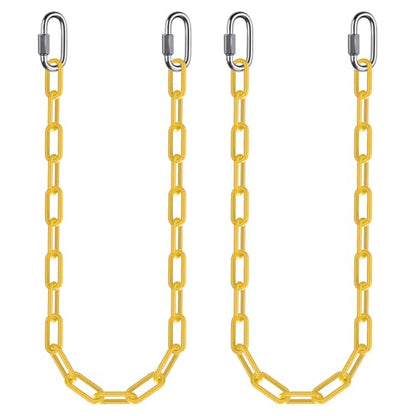 2Pcs 40" Heavy Duty Hanging Chains with Carabiners 1000 LBs Capacity Swing Chain Extension with Hooks Hammock Chains Yellow Coated Chain for Hanging Chair, Punching Bags, Swing Chair, Egg Chairs - color: Yellow, size: 40 Inch