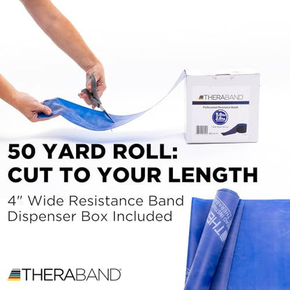THERABAND Resistance Band, 50-Yard Roll, Latex Elastic Band for Exercise, Stretching, Physical Therapy, Yoga, Pilates, Home Workouts, Cut-to-Length, Color-Coded Levels - color: Blue | Extra Heavy, style: Latex