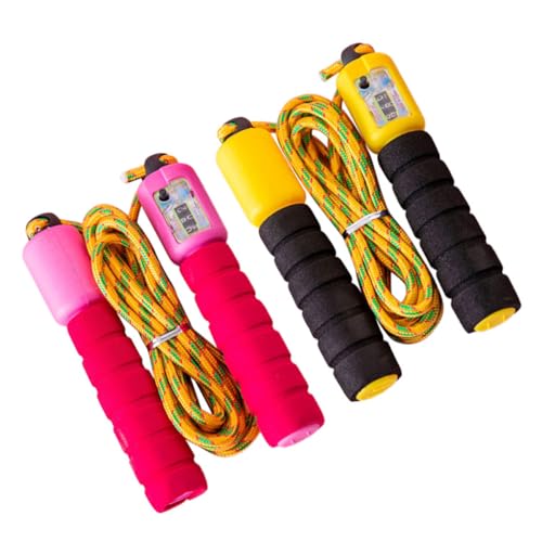 Cabilock 2pcs Automatic Counting Jump Rope with Electronic Digital Counter, Colorful Skipping Rope for Fitness Training and Game Exercise Random Color