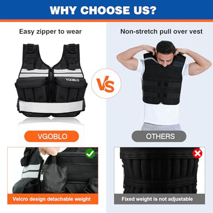 Adjustable Weighted Vest for Women Men, 2-18 lbs Strength Training Weight Vest with adjustable weights 12 Sandbags, Zipper Womens Weighted Vest Washable with Reflective for Walking Running Gym
