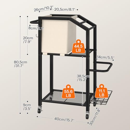 HOOBRO Dumbbell Rack, Weight Rack for Dumbbells, Yoga Mat Storage Rack, Home Gym Storage Rack for Dumbbells Kettlebells Foam Roller, Workout Storage Organizer with Wheels & Hooks, Black BE85CJ01N1