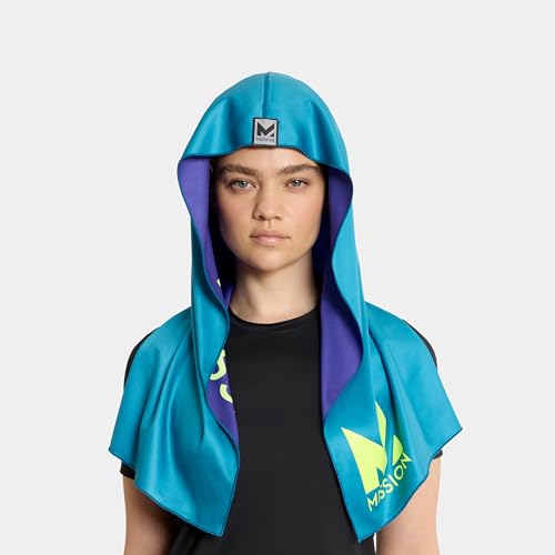 MISSION Reversible Cooling Hoodie Towel- Hood Towel, Cools Instantly When Wet, UPF 50 Sun Protection, Contours Your Head to Stay in Place, Great for Sports, Fitness, Gym (Teal Purple) - color: Teal Purple