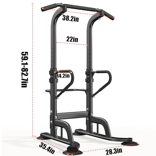 SogesHome Power Tower 11 Height Adjustable Pull Up Bar and Dip Station Multi-Function Strength Training Fitness Equipment for Home Office Gym