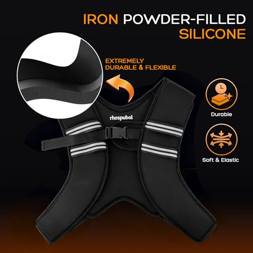 Weighted Vest for Men and Women, Silicone-Iron Fill Even Weight, Adjustable Workout Weight Vest with Reflective Stripes & Phone Pocket, Body Strength Training Gear for Walking Rucking Gym - size: 8 lb