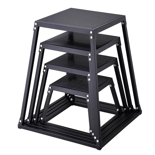 VEVOR Plyometric Jump Box, 18 Inch Plyo Box, Steel Plyometric Platform and Jumping Agility Box, Anti-Slip Fitness Exercise Step Up Box for Home Gym Training, Conditioning Strength Training - color: Black, size: 12/18/24/30 inch