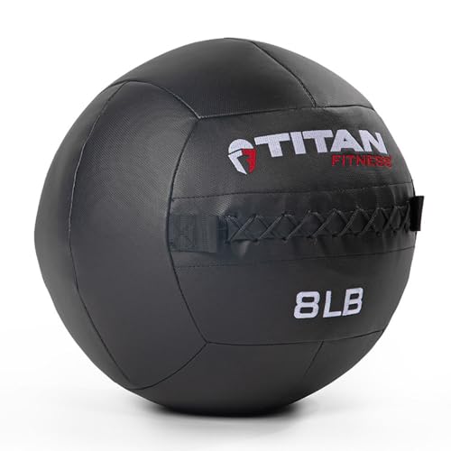 Titan Fitness Soft Shell Medicine Wall Ball, Cross-Texture Grip - size: 8 lb