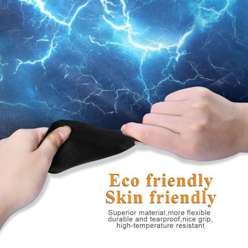Kigai Travel Yoga Mat 71" x 24" Non Slip Natural Rubber Foldable Exercise Mat Ultra Thin 1.5mm Lightweight for Fitness, Pilates & Home Workout, Blue Lightning