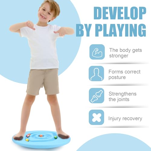 Seenelling Kids Maze Balance Board Sensory Training Toy, Blue, Round - color: Blue, style: Round