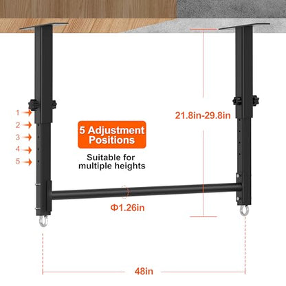 48" Ceiling Mount Pull Up Bar, Heavy Duty Multi-Grip Rafter Chin Up Bar for Garage/Basement/Backyard Ceiling Beam, Adjustable Height&Supports to 650 Lbs