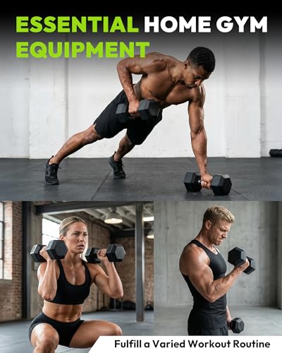 HANDBODE Dumbbell Set with Rack, Rubber Coated Fixed Dumbbells 360-790 lbs