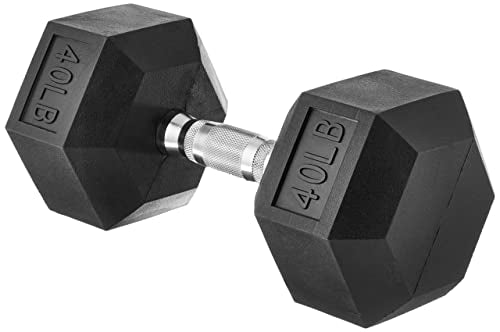 Amazon Basics Rubber Hex Dumbbell Hand Weight - size: 40 Pounds, style: 40 Pounds