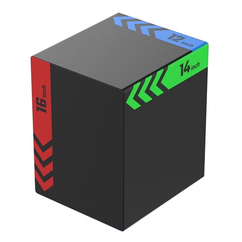 3-in-1 Plyo Box – Plyometric Jump Box with Durable High-Density Foam Core and Non-Slip Surface for Box Jumps, Squats, and Home Gym Workouts - style: Heavy Foam-12x14x16 inch (13lb)