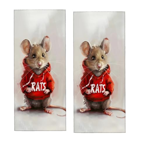 Cute Mouse Rat Hand Towel for Bathroom 2 Pack,Soft Microfiber Face Towels for Bath,Kitchen,Spa,and Gym,Decorative Absorbent Polyester Towels,Perfect for Home or Hotel Decor 14.5x28in - color: Rat40