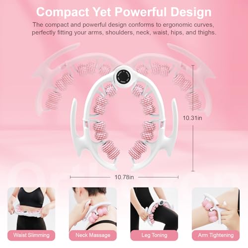 Cellulite Massage Roller, Cellulite Roller for Legs & Body, Handheld Muscle and Fascia Massager for Arms Waist Stomach, Anti Cellulite Massager Stick for Relaxation (Light Pink)