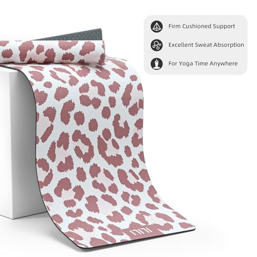 ILILI Yoga Mat Leopard Print Yoga Mat 8mm, Suede & TPE Thick Exercise Mat, Workout Mat for Women Men, 72''x25'' Fitness Mat with Strap for Home Gym, Yoga, Pilates, Stretching