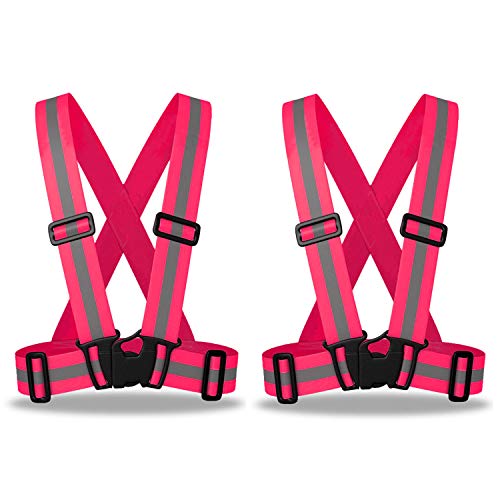 zojo Kids High Visibility Reflective Safety Strap Vest 2PCS - color: Neon Pink-kids Size