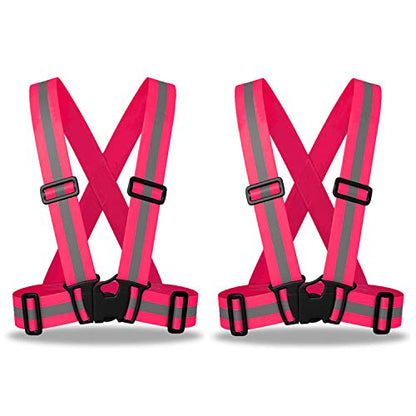 zojo Kids High Visibility Reflective Safety Strap Vest 2PCS - color: Neon Pink-kids Size