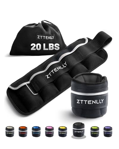Adjustable Ankle Weights 1-5/10/15/20LBS Pair with Carry Bag - Breathable Fabrics, Reflective Trim - Strength Training Leg Wrist Arm Ankle Walking Weights Sets for Women Men Kids - color: Black, size: 20 lbs Pair (10 lbs Each)