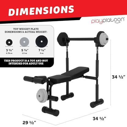 Play Platoon Kids Weight Bench Set or Squat Rack- Kids Gym Equipment for Home - Fitness Equipment for Boys - Workout and Exercise Equipment - Ages 3+
