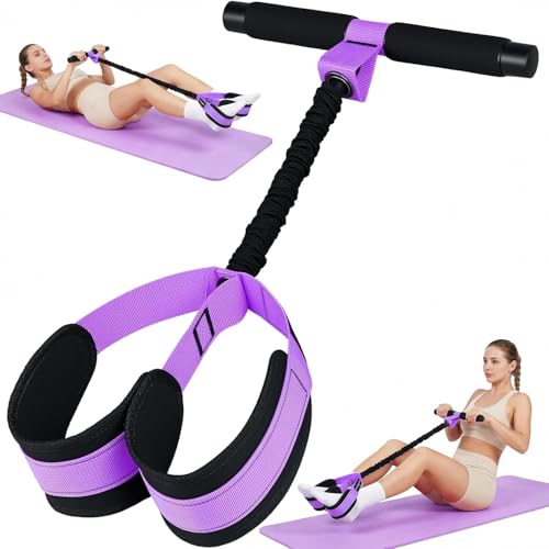 Pedal Resistance Band, Portable Tummy Trimmer Exercise Equipment for Home Gym, Full Body Core Workout Trainer for Abs, Arms, Legs, Back, Glutes – Ideal for Men, Women & Postpartum Recovery - color: Purple