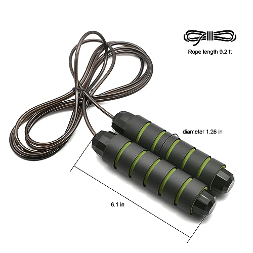BOOMIBOO Jump Rope, Adjustable Jump Ropes,Skipping Rope Tangle-Free Rapid Speed with Ball Bearings for Women Men Kids,Exercise & Slim Body Jumprope at Home School Gym - color: Green