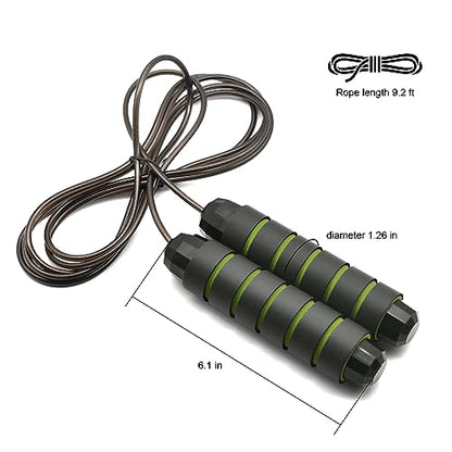 BOOMIBOO Jump Rope, Adjustable Jump Ropes,Skipping Rope Tangle-Free Rapid Speed with Ball Bearings for Women Men Kids,Exercise & Slim Body Jumprope at Home School Gym - color: Green