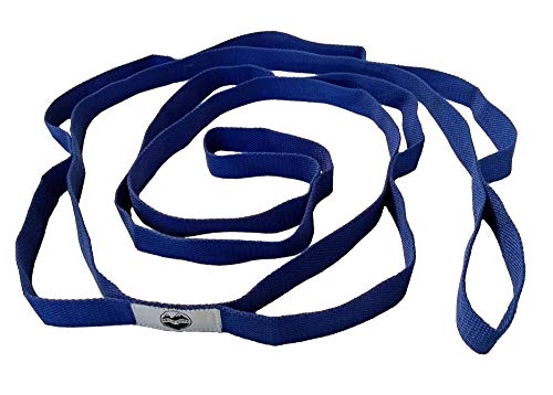 Non-elastic Strap with Grip Loops for Stretching, Yoga, Pilates, Physical Therapy, Sports Recovery, Flexibility - Blue