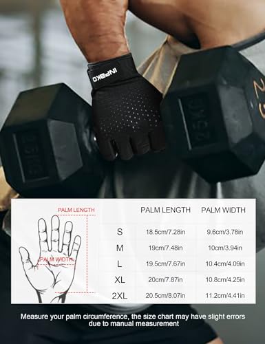 Workout Gloves for Men and Women, Half-Finger Gym Gloves, Shock-Absorbing, Anti-Slip & Breathable Exercise Gloves, Black - size: Medium (Palm Width: 3.94 inches)