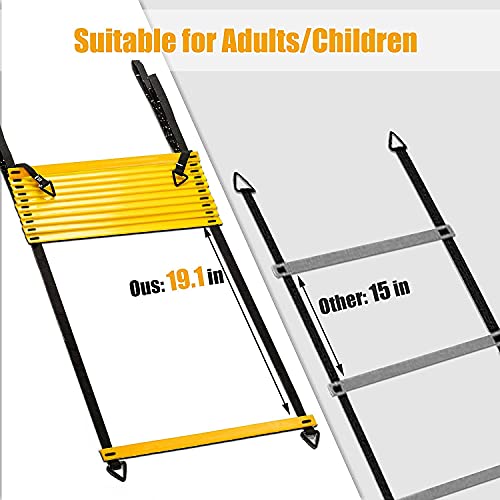 Sports Speed Agility Set 12 Disc Cones 4 Steel Stakes and Agility Ladder for Football Basketball Rugby