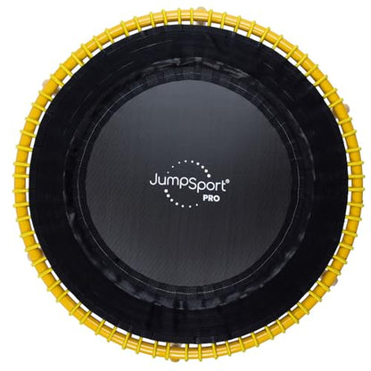 JumpSport 350 PRO 39 Inch Fitness Trampoline Indoor Rebounder Cardio Workout Equipment 300 lb Capacity - color: Black, Yellow