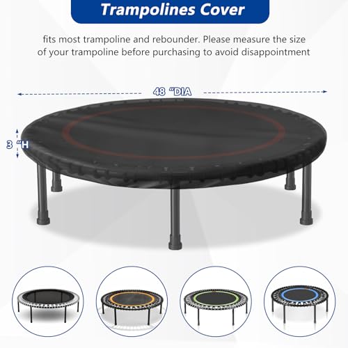 Mini Trampoline Cover 48 Inch Waterproof Fitness Trampoline Cover for Adults - Not Spring Covers (Black)
