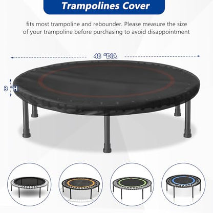 Mini Trampoline Cover 48 Inch Waterproof Fitness Trampoline Cover for Adults - Not Spring Covers (Black)
