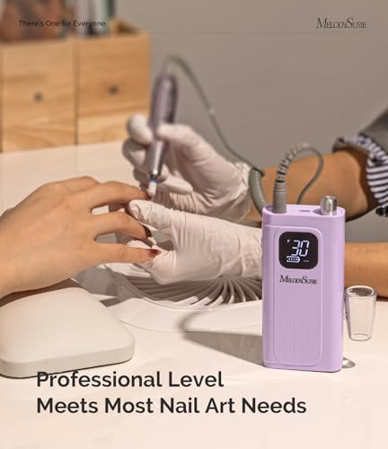 MelodySusie Entry-Level Clip-On Rechargeable Essential Nail Drill, SC300F 30000RPM E-File with LCD Display for All Manicure Shaping & Gel Removal,Ideal for Training,Nail Art Practice & Home Use,Purple - color: Purple
