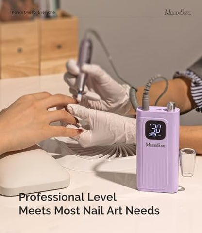 MelodySusie Entry-Level Clip-On Rechargeable Essential Nail Drill, SC300F 30000RPM E-File with LCD Display for All Manicure Shaping & Gel Removal,Ideal for Training,Nail Art Practice & Home Use,Purple - color: Purple