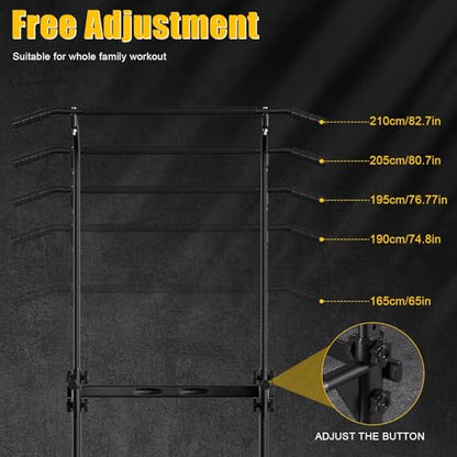 Power Tower Pull Up Bar, Workout Dip Station for Home Gym, Portable Pull-up Bar Station Station with 10 Gears Adjustment, Strength Training Fitness Equipment, Bearing 330LBS Black