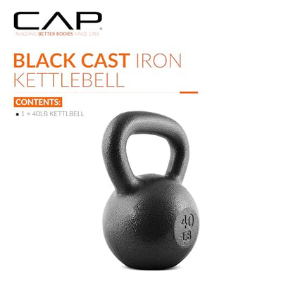 CAP Barbell Cast Iron Kettlebell - Singles and Sets, Multiple Weight Choices - size: 40 pounds