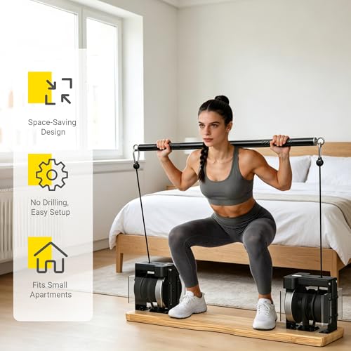 Home Gym Equipment, - Compact Full Body Workout Equipment with Adjustable Resistance for Strength Training, Squats, Bench Press, Rows, Portable Multifunctional for Small Spaces & Apartments