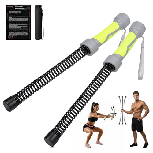 3-in-1 Ropeless Battle Ropes for Home Gym, Heavy Weighted Cordless Battle Rope Sticks (2.86lbs Each), Convertible Power Twister & Vibration Bar, Portable Workout Exercise Equipment for Cardio Training - color: Green