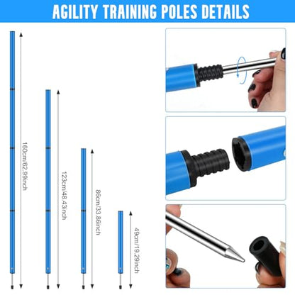Soccer Agility Training Equipment, Includes 20ft Agility Ladder, 6 Adjustable Agility Poles, 10 Disc Cones, Jump Rope-Speed Training Set for Soccer Football Basketball Athletes - color: Blue