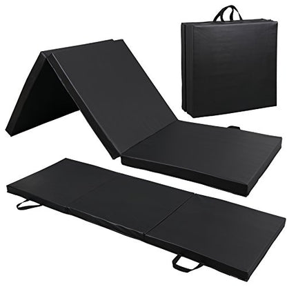 ZENY 2’’ Thick Tri-fold Folding Gym Exercise Mat Extra Thick Gymnastics Mat Tumbling Mat with Carrying Handles for Home Workout, Core Workouts, Stretching, MMA, Yoga